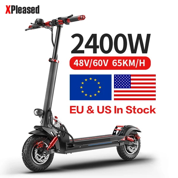 Free Shipping 2400W 60V 10' Off Road Dual Motors Electric Kick Scooter With Key
