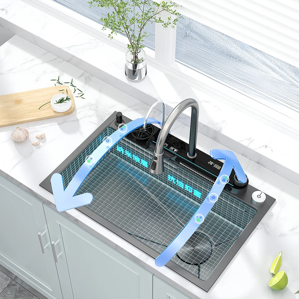 Temperature Display Piano Key Switches Temperature Control Switches Kitchen All In One Combo Kitchen With Sink & Faucet