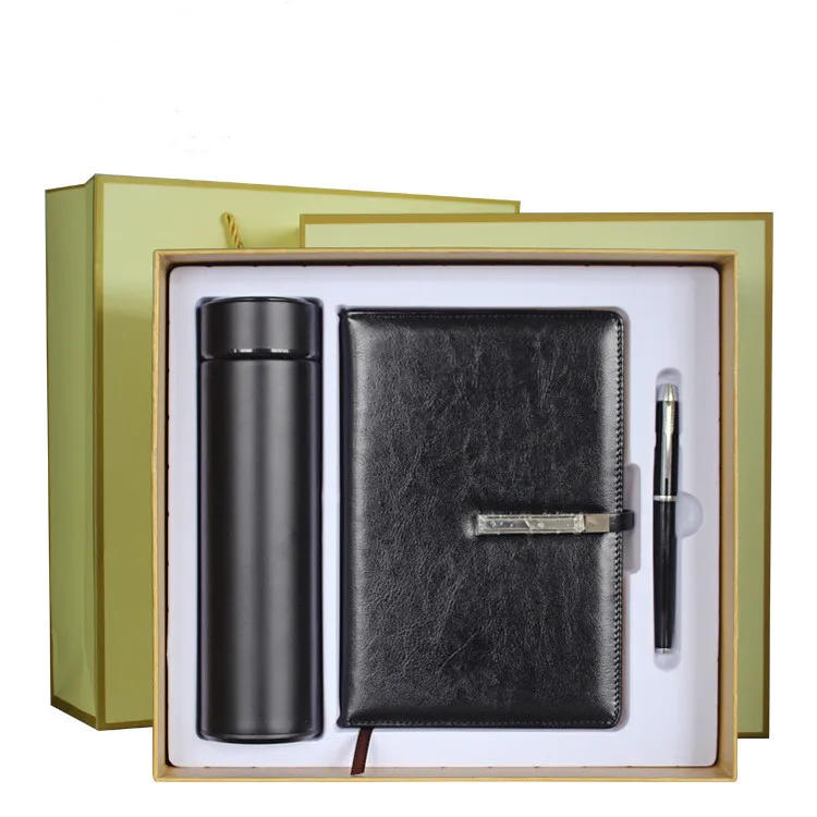 Vintage Custom Logo A5 PU Leather Cover Diary Journal Planners Business Customized Binder Blank Notebooks Gift Set with Pen