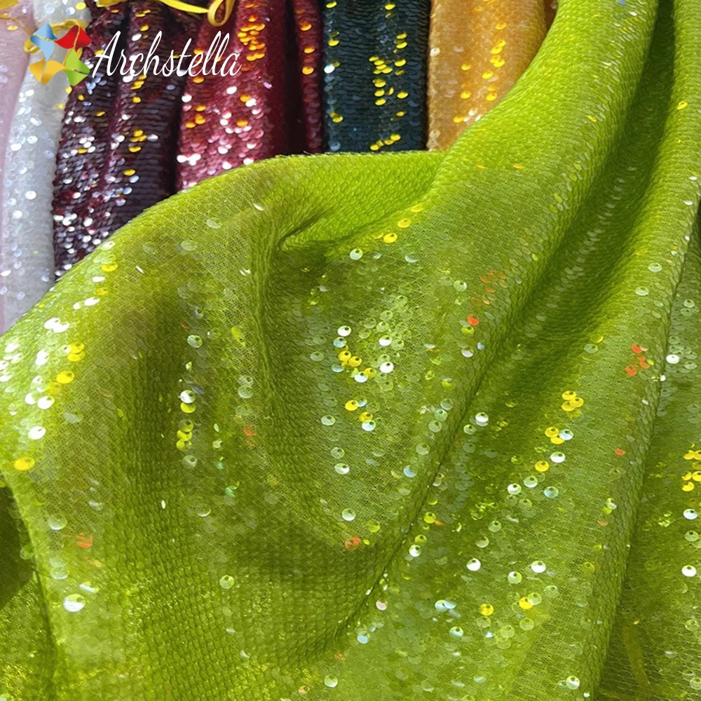 2024TikTok Hot-Selling High-End Double Sided Multiple Colors Fish Scale Mermaid Crystal Sequins Mesh Fabric for Party Dress