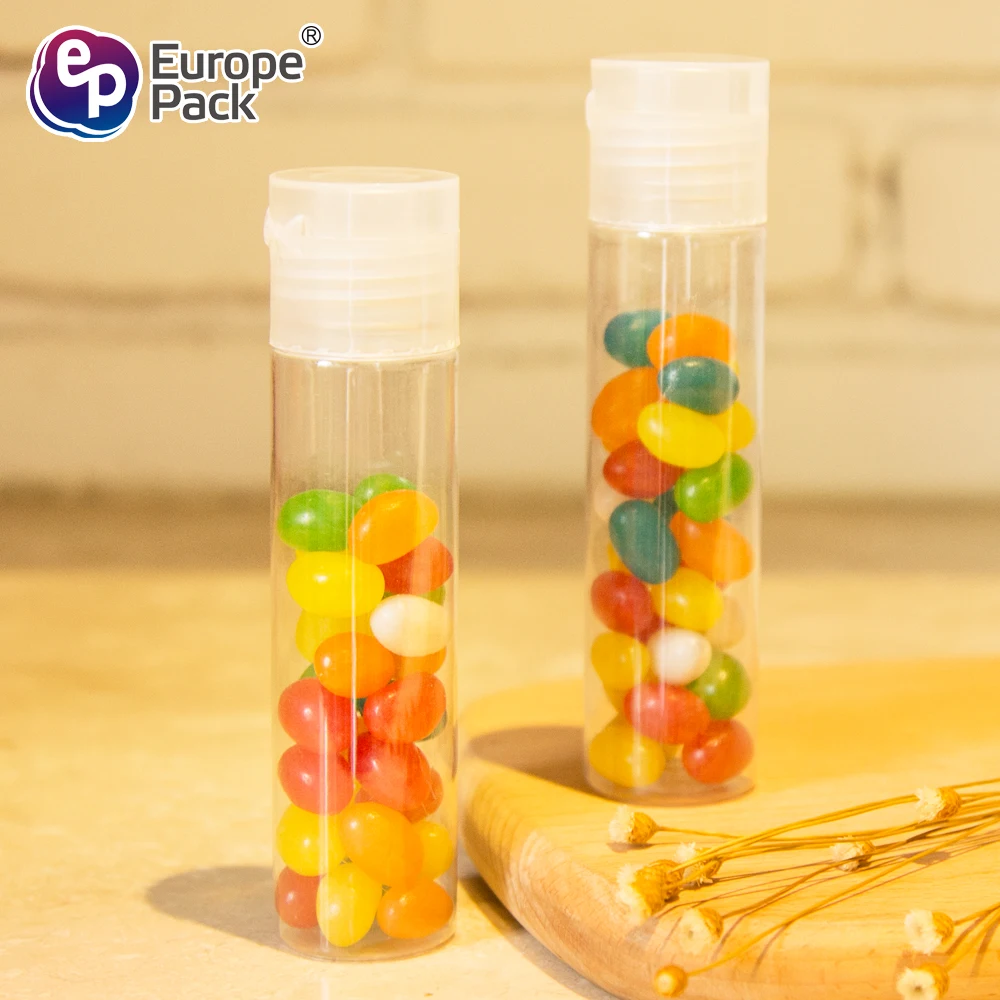 Candy packaging plastic round container snack jar 53ml Clear Plastic Jar PET material use for snack