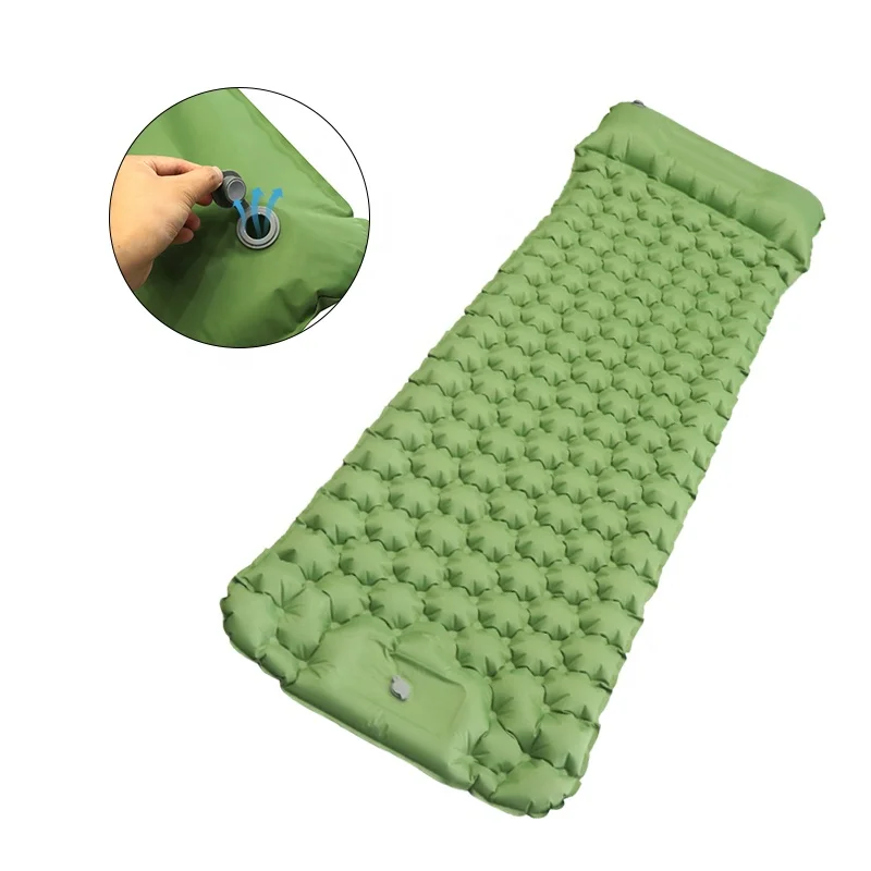 Camping Sleeping Pad Self Inflating Camping mat Foot Press Inflatable Pad Air Mattress with Pillow for Backpacking, Traveling