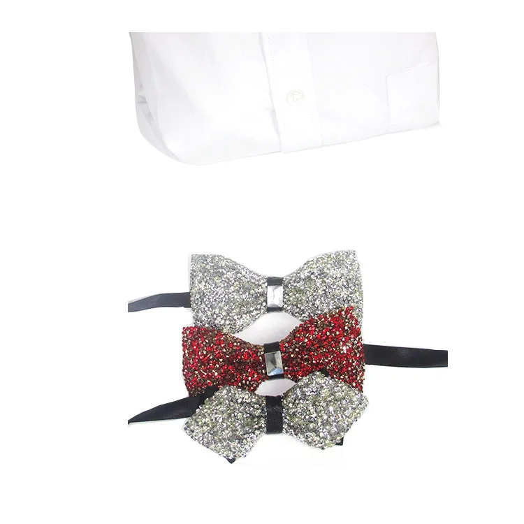 
Luxury Rhinestones Bow Tie Diamond Feather Black Strap Bowtie For Men Party 