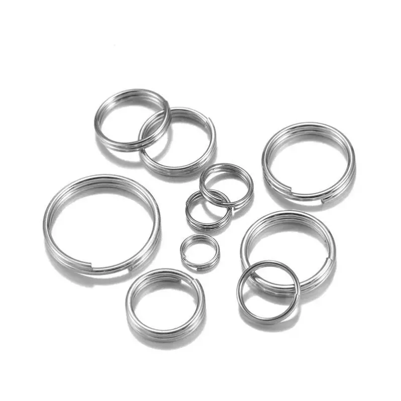 wholesale key rings 4 5 6 7 8 9 10 12 15 16 18 20 mm Key Ring double-loop keyrings accessories 304 stainless steel metal keyring