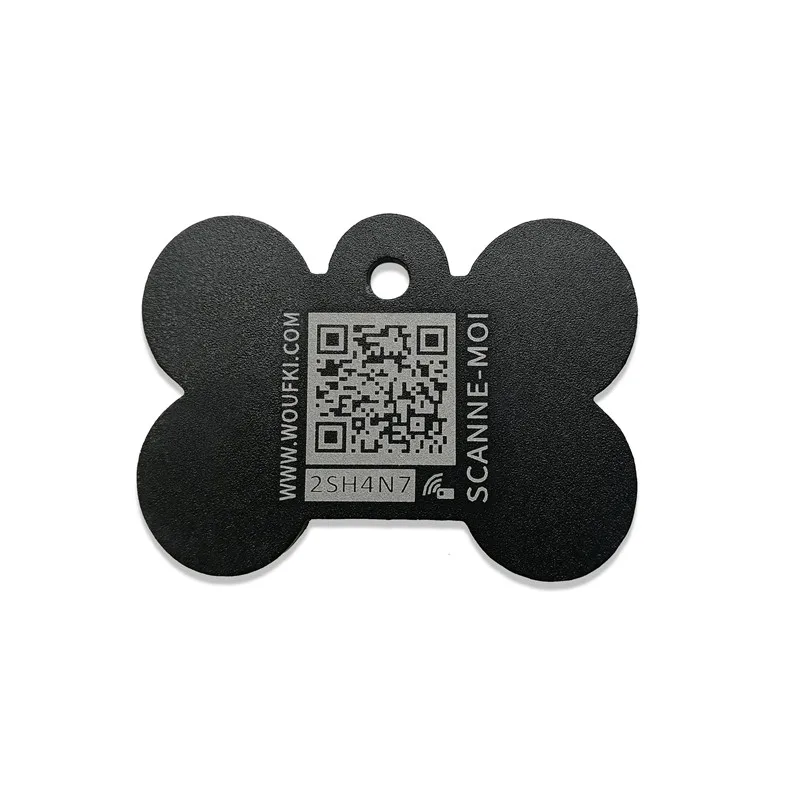 wholesale die cutting laser printing qr code dog tag laser engraved printing aluminum label metal dog tags