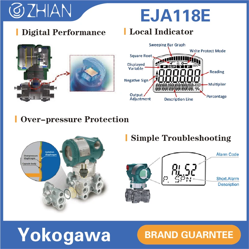 Датчик диафрагмы Yokogawa EJA118 DP монокристаллический кремний 4-20mA DC EJA118E датчик перепада давления