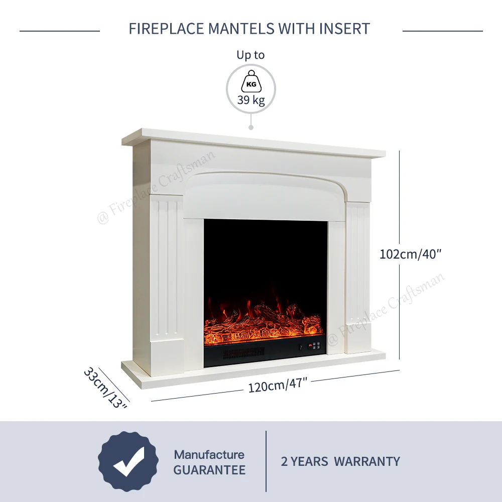 DIY Freestanding Decorative Wood White Brown Black Electric Fireplace Suite Led Light Mantel Fire Place Indoor Fireplace Mantle