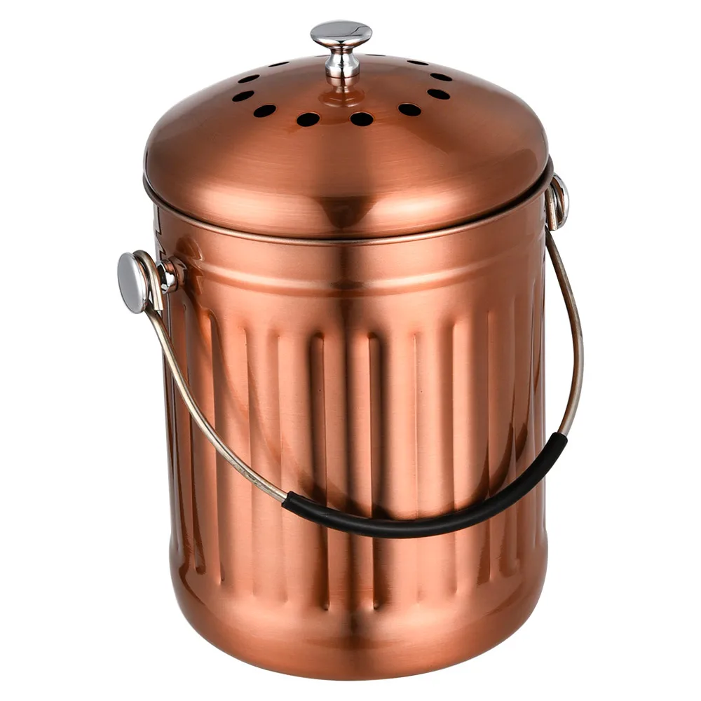 5L 1.3 gallons home apartment compost bin pail kitchen stainless steel manufacturer factory