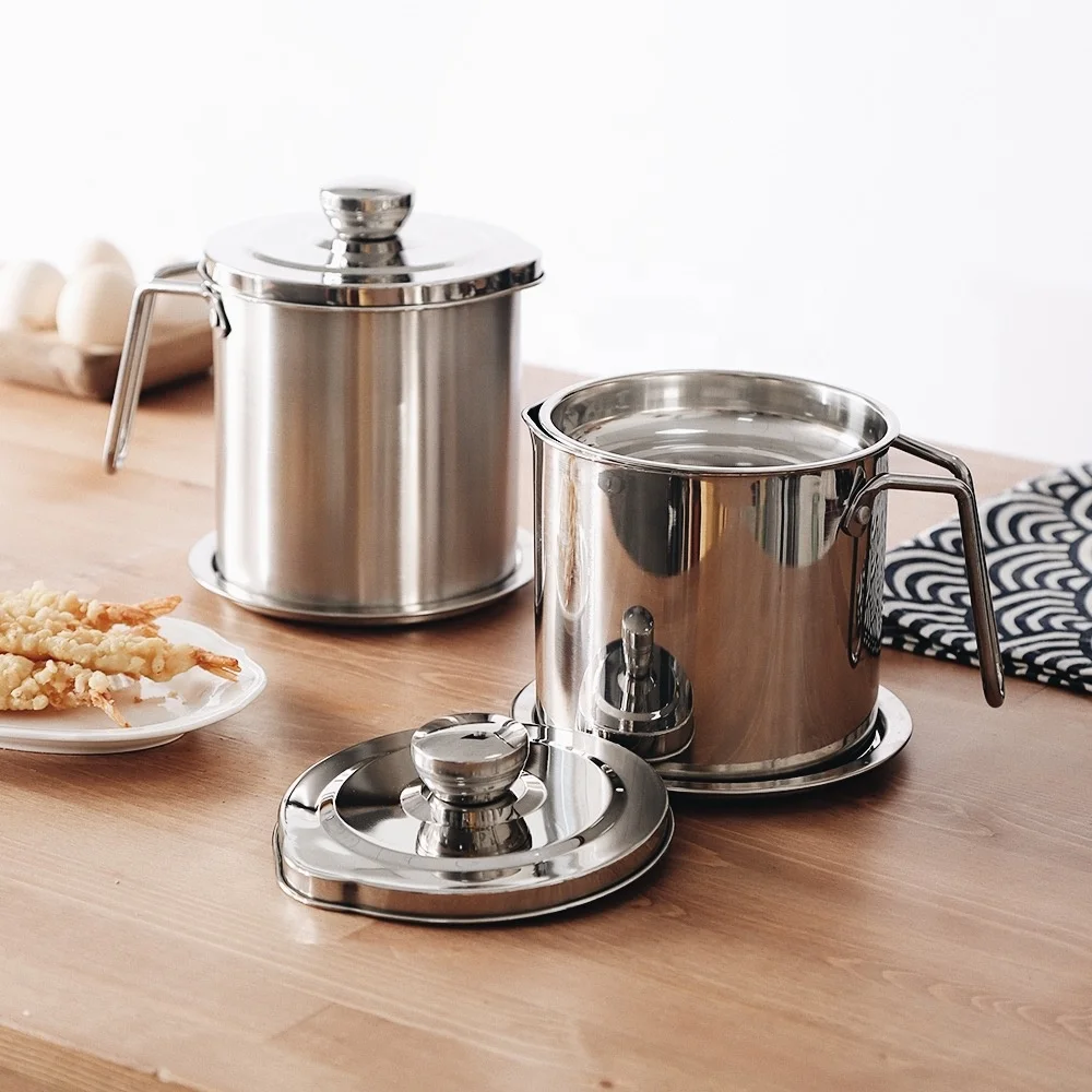Kitchen storage grease container keeper stainless steel
