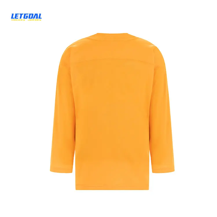 Custom Neck Collar Double Material Team Set Practice Blank Yellow Ice Hockey Practice Jersey