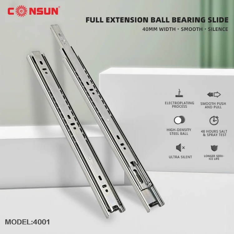 Мебельная фурнитура аксессуары полный Удлинительный шарикоподшипник 3-х Складные Выдвижные стальные направляющие для выдвижного ящика