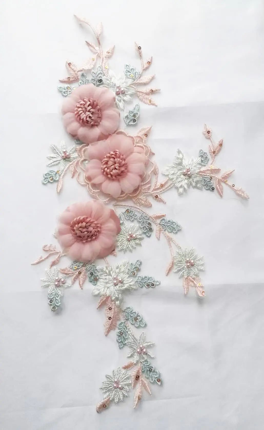 Lace Flower Applique Patches Sew on Embroidery Appliques Sewing for DIY Dress Accessories Pink