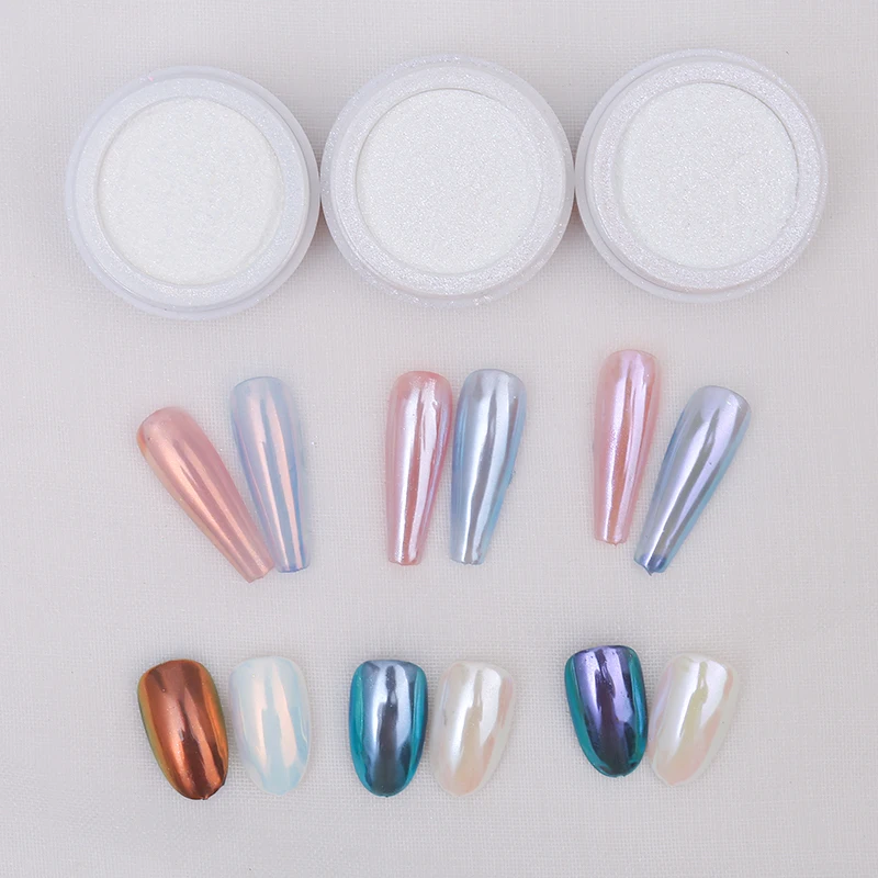 KINNCO easy to use 9 colors Aurora Mirror Powder AN with silver mirror effect chrome powder nail