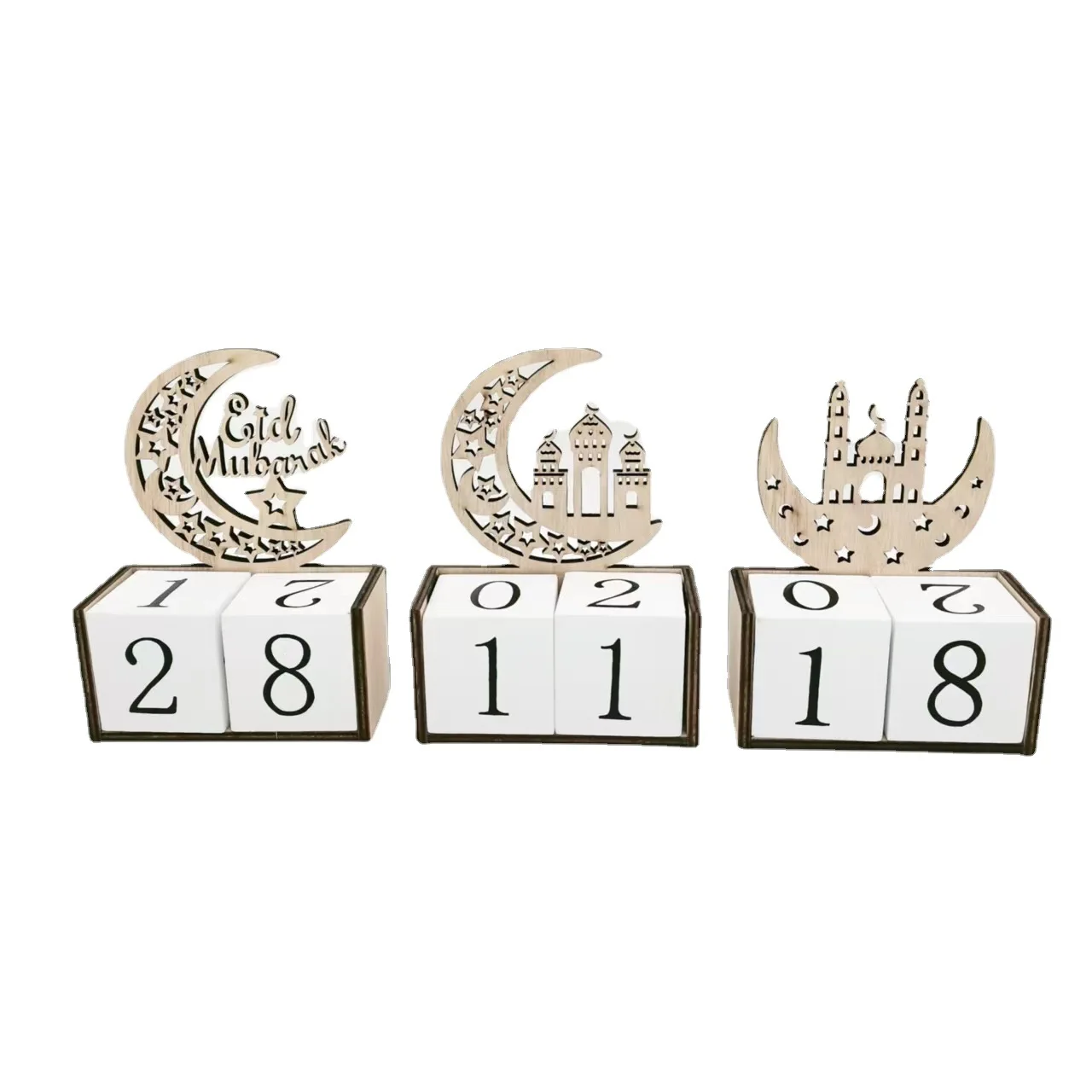 2022 Ramadan Countdown Calendar DIY Eid Mubarak Ornament Wooden Ramadan Calendar Home Party Decor Advent Calendar Ornament