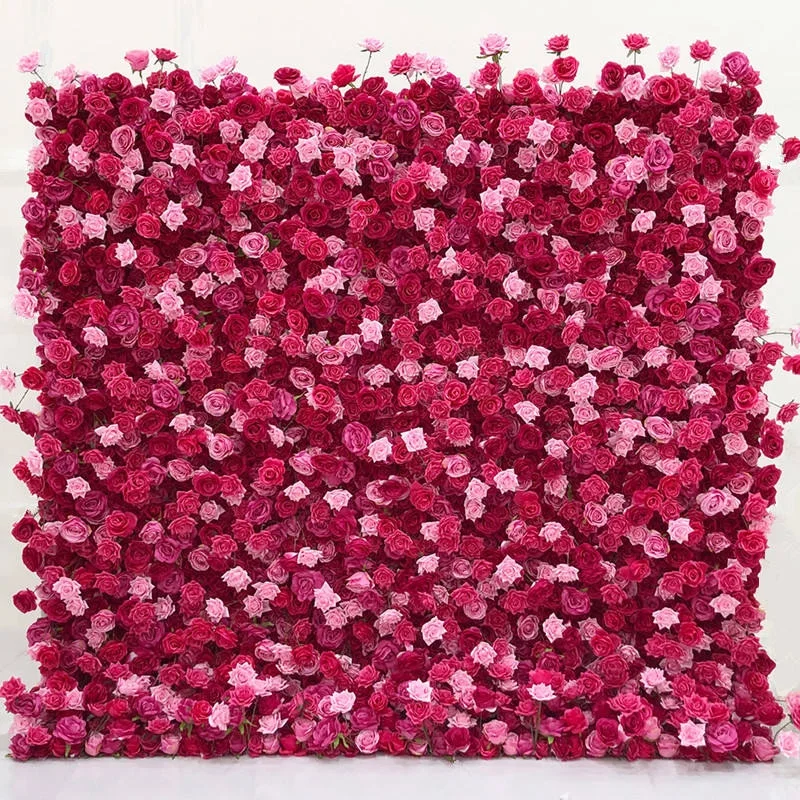Beauty flower wall art artificial white red 3d rose flower walls backdrop for wedding and event
