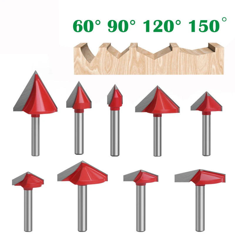 6 Shank 90 degree V- Type Slotting Cutter Bit Automatic Engraving Machine Wood Router Bit 3D