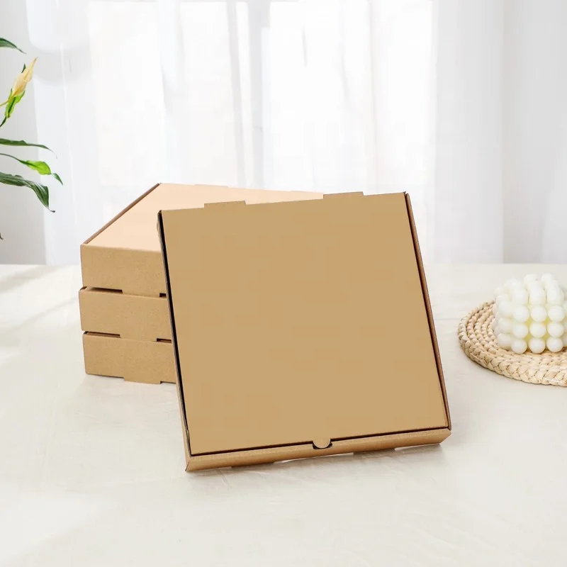 Buy All Size 6 7 9 10 11 12 13 16 Inch Fries Hamburger Kraft Paper empty Triple Square Rectangle Pizza Packaging Boxes