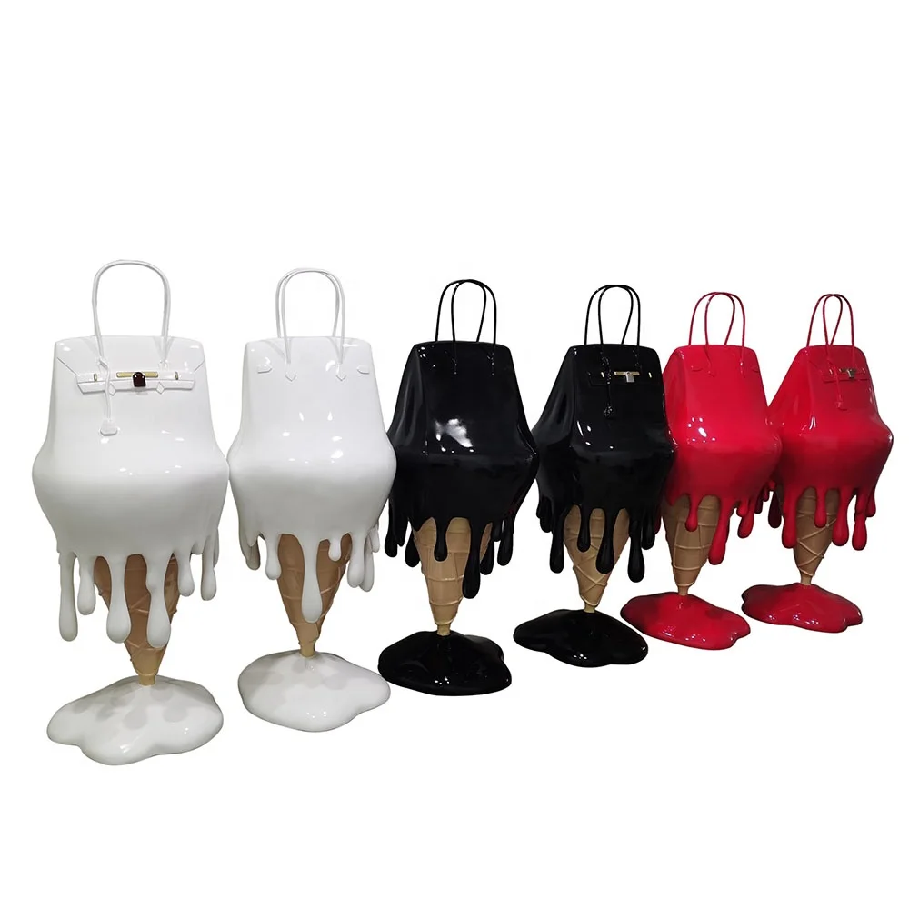 custom ice cream sculpture shopping plaza cold drink store fiberglass statue melting bag ice cream sculpture