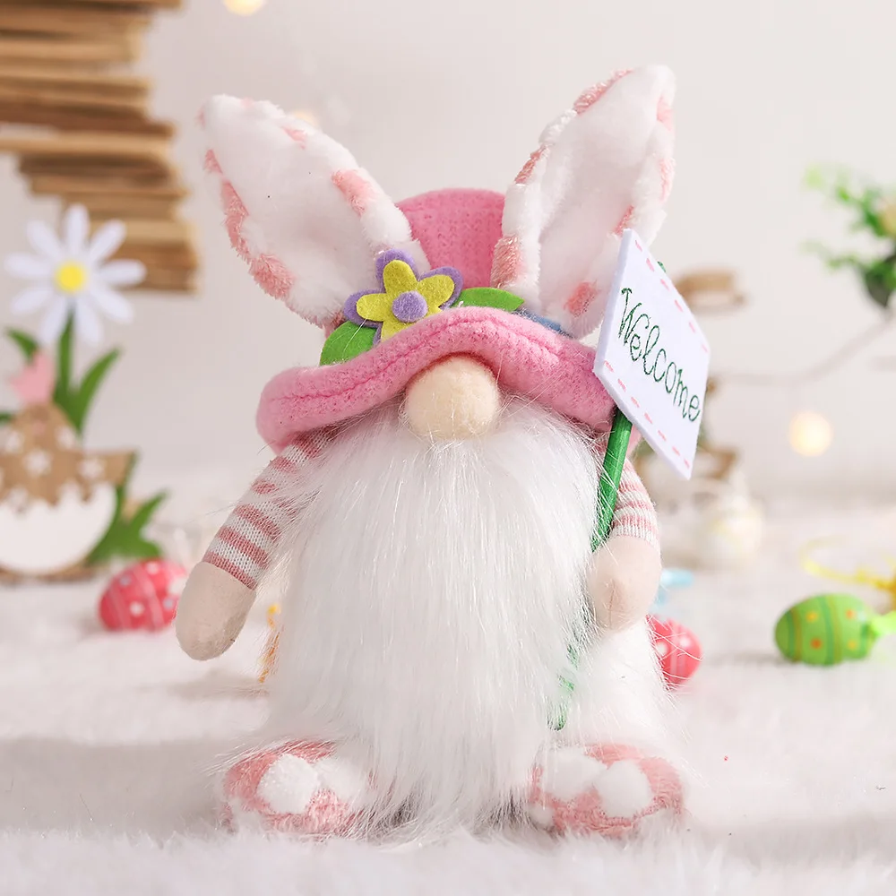 new arrival easter bunny long ears gnome plush toy for decoration