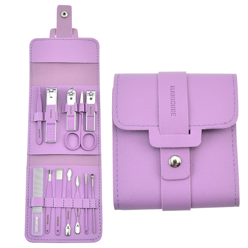 Professional Multi-Purpose Stainless Steel Nail Care Tool Kit Manicure Pedicure Nail Clipper PU Leather Foot Care Manicure Set