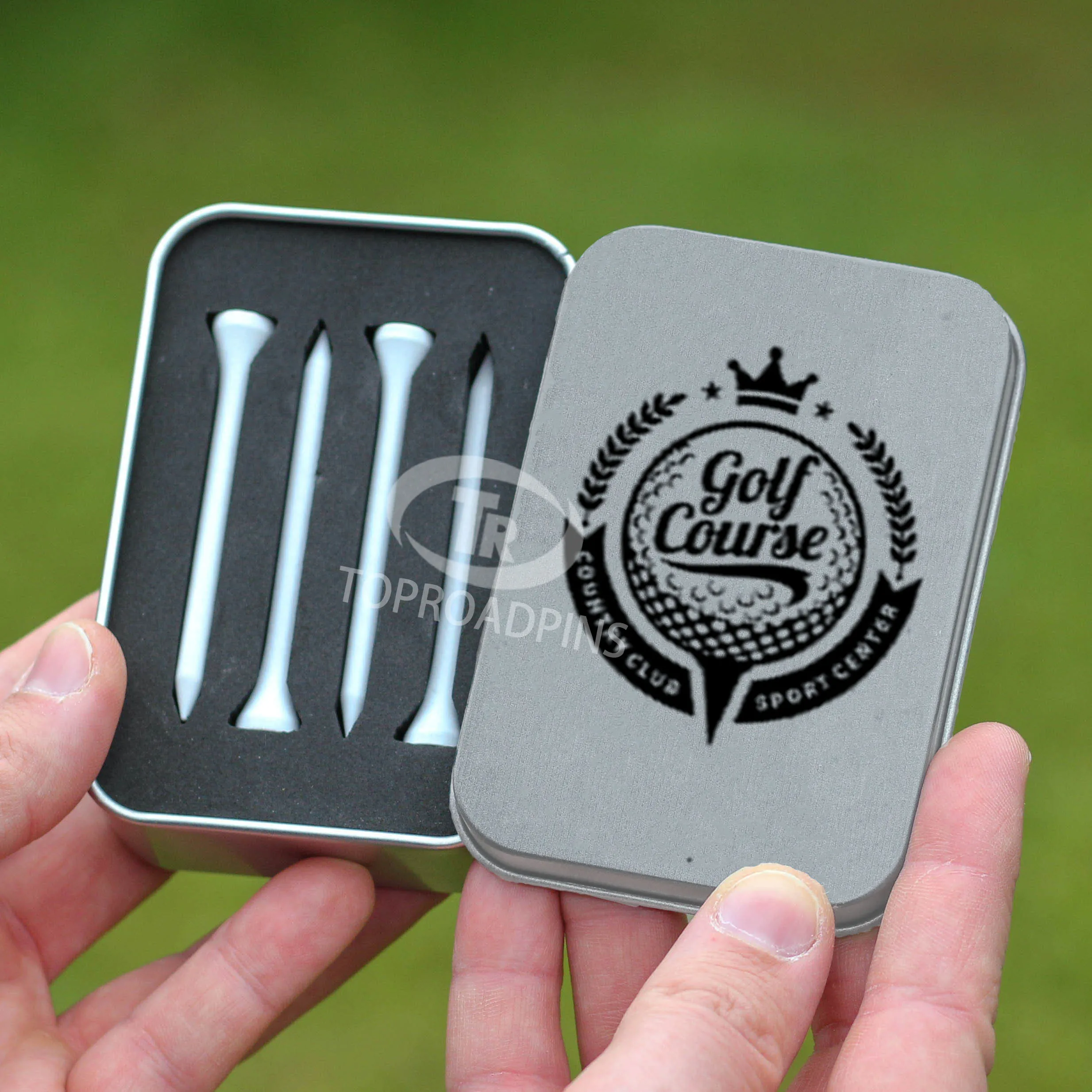 golf tee storage metal tin box accessory packing metal tin case trinkets package metal tin can