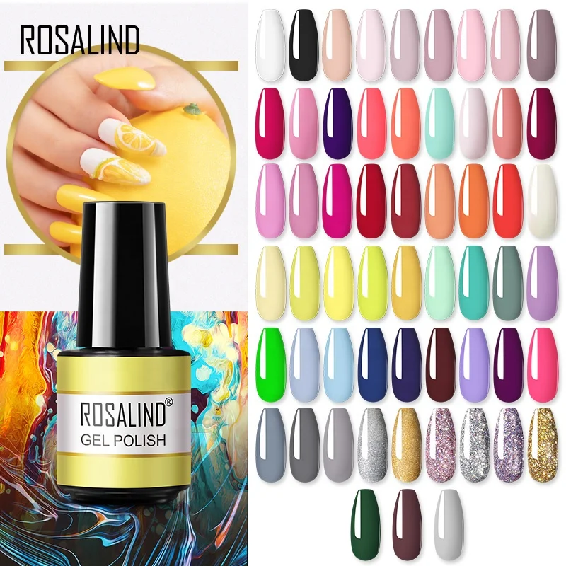 ROSALIND nail supplier create your brand private logo gel varnish soak off pink light color uv gel lacquer nail polish