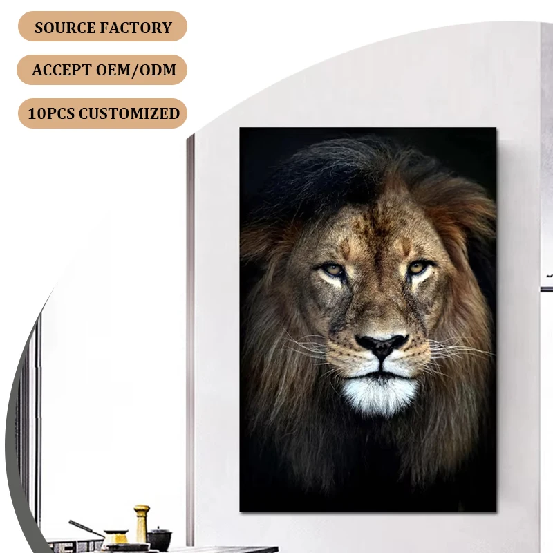 Best Quality Gallery Office Home Decorative Lion Artwork Digital Painting Canvas Animal Print