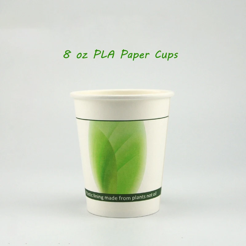 8oz 12oz 16oz  PLA Paper Cups Biodegradable  Coffee Cup Compostable paper glass with lid