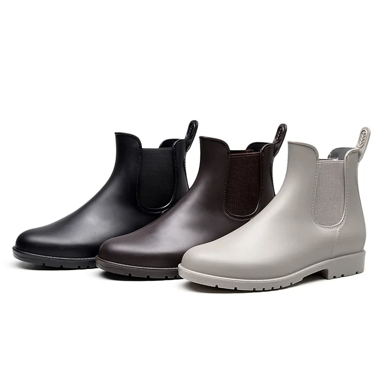 2022 Chelsea ankle Boots Womens Mens Non-Slip Short Wellies Shoes Ankle Rain Waterproof Boots Black