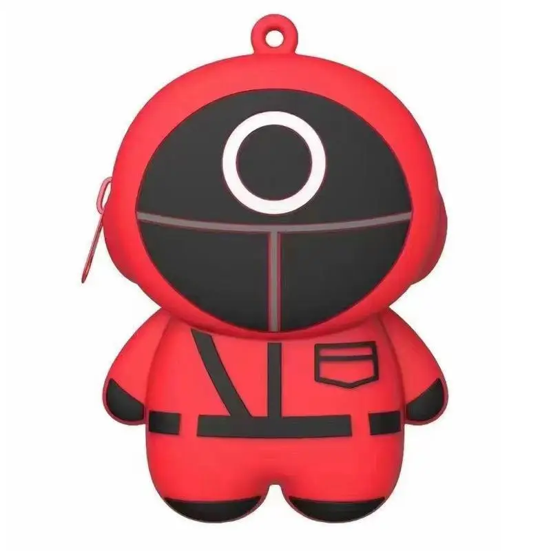 women kids children gift toy waterproof fashion luxury small mini cute silicone coin bag purse Squid Game key chain