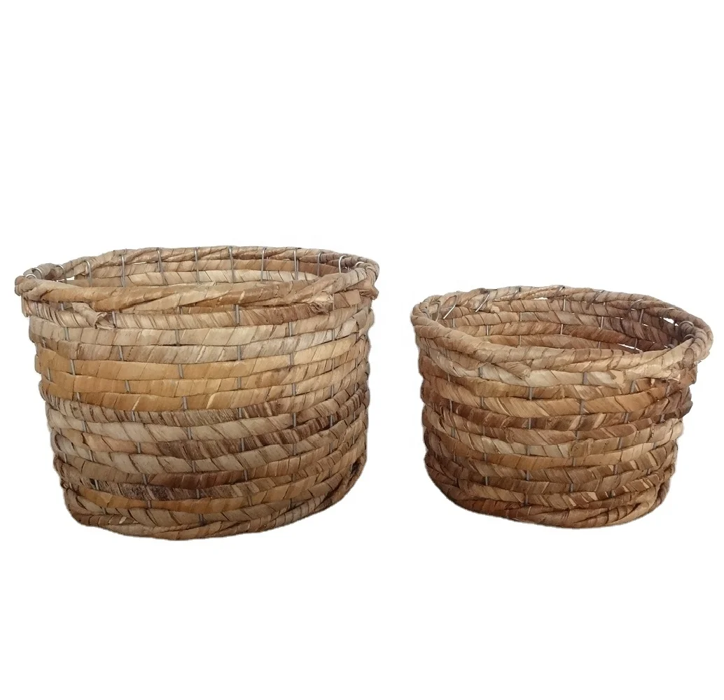 Natural Multifunction wooden basket Hotel wooden decor Handmade wood storage barrel planter flower basket with plastic liner