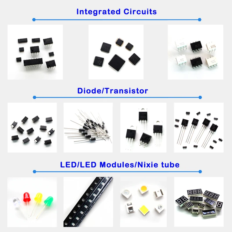 Supply Chip, Integrated circuit, Diode/Transistor, Capacitor, Resistance, Inductor, Crystal oscillator, Connector, Switch, LED