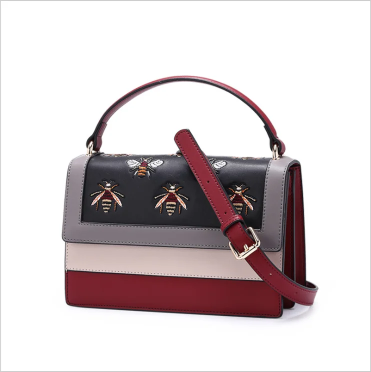 2019 Новинка весны и лета на одно плечо сумка-мессенджер мода в европейском американском стиле с вышитой Пчелой Сумки из натуральной кожи