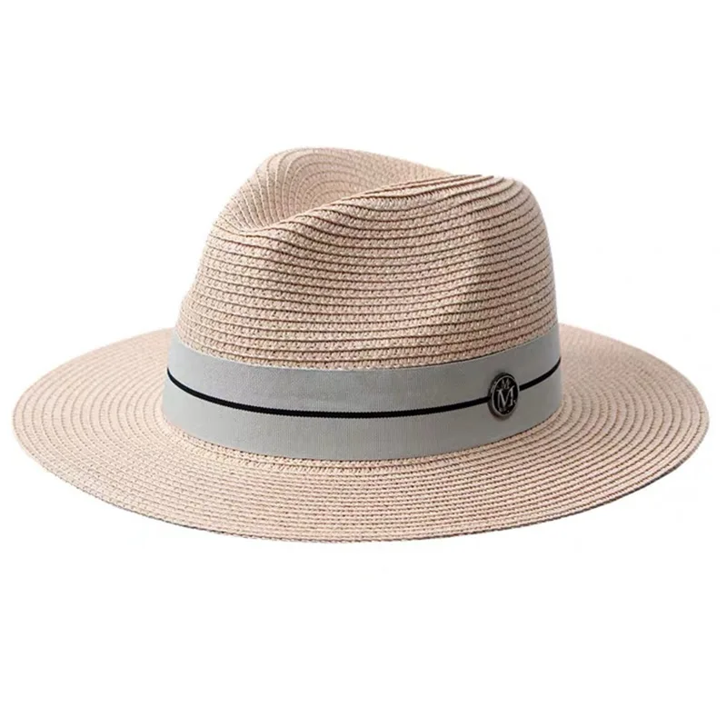 
 Шляпа мужская соломенная, модная повседневная Пляжная Панама с надписью M jazz, летняя  