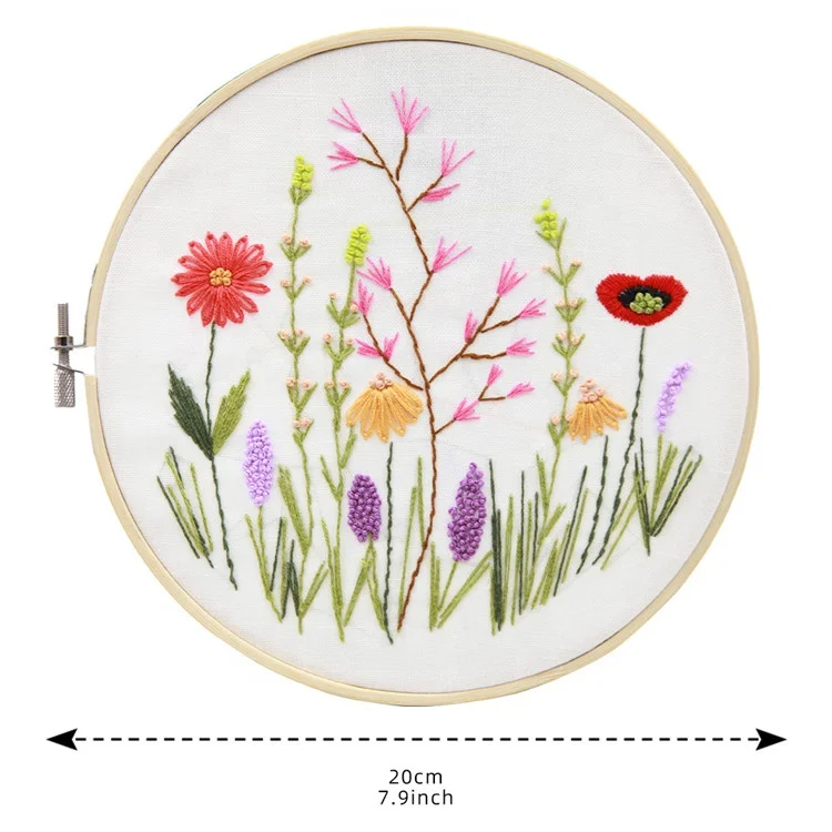 
Wholesale Creative Handmade Gift Home Decor Ribbon Flower Embroidery Kit with Bamboo Hoop 