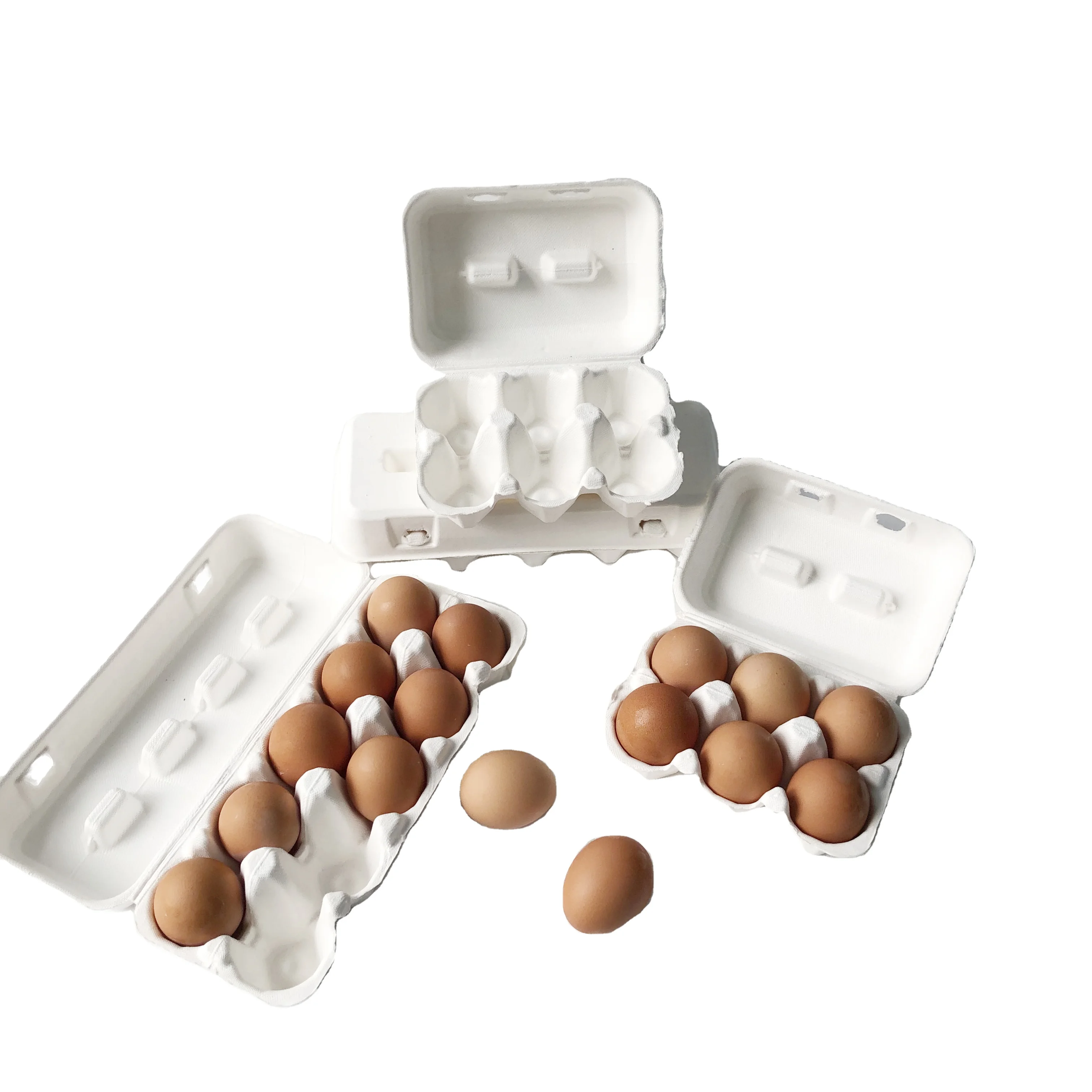 Eco-friendly Disposable strong Sugarcane Bagasse 12 holes Egg Box Egg holder 12pcs