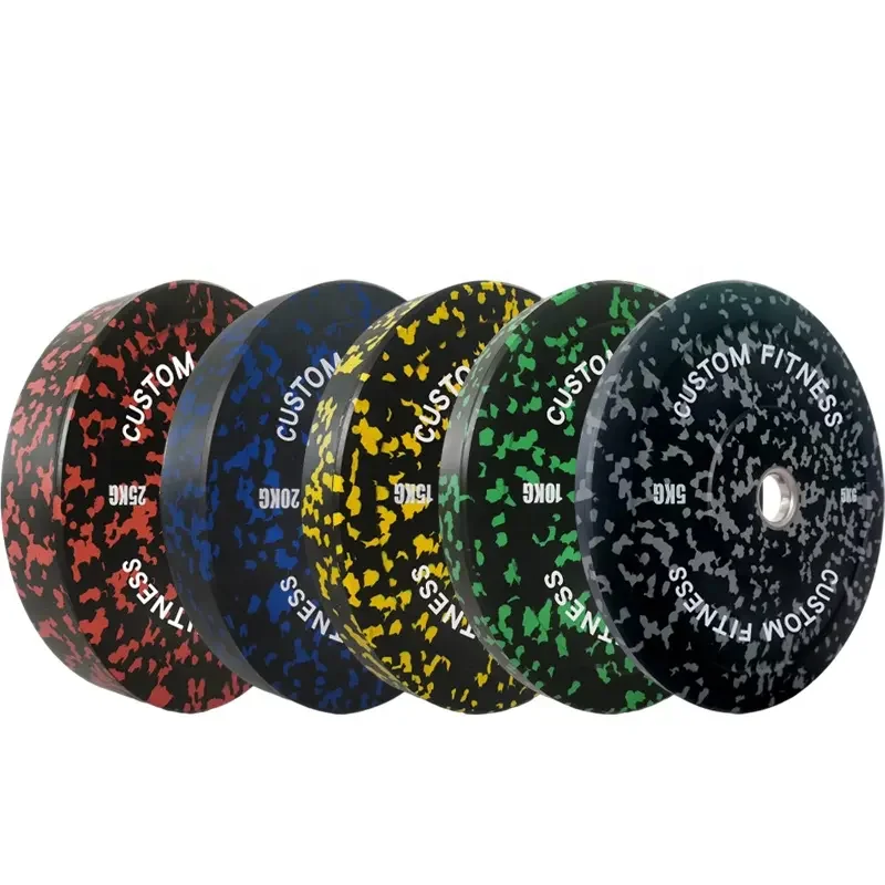 20 Kg 10kg Lb Speckle Fleck Standard Weight Lifting Barbell Crumb 45 Fitness Bumper Rubber Coated Weight Plate