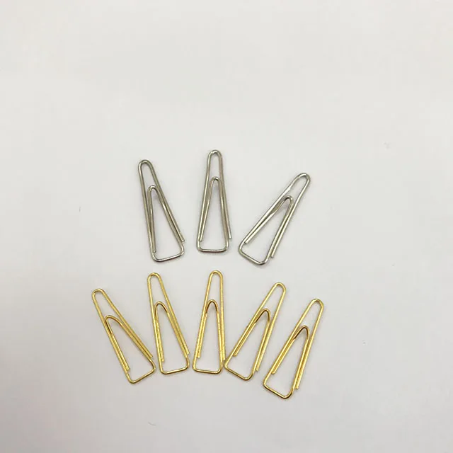 cute paper clips gold color  triangle shape 31mm metal different kinds paperclip