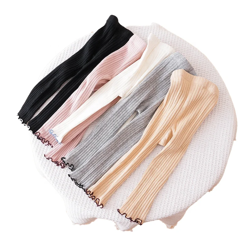 Beautiful Baby Pantyhose for Spring Girls Breathable Cotton Nine-Point Tights with a Stylish Border