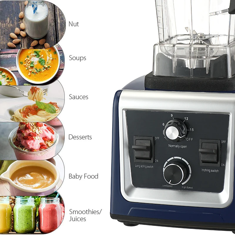 electric timing high quality ice smoothie juicer fresh juice food blender machine industrial commercial heavy duty blender