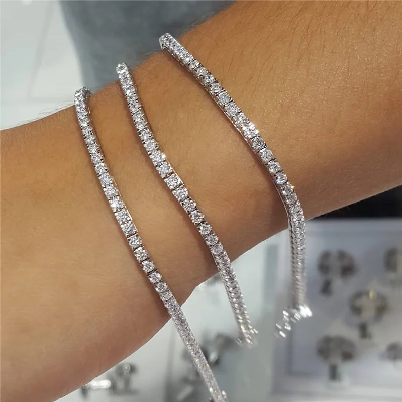 ZF Iced Out браслет из моиссанита серебро 925 пробы Теннисный женские и мужские ювелирные изделия с бриллиантами стерлингового