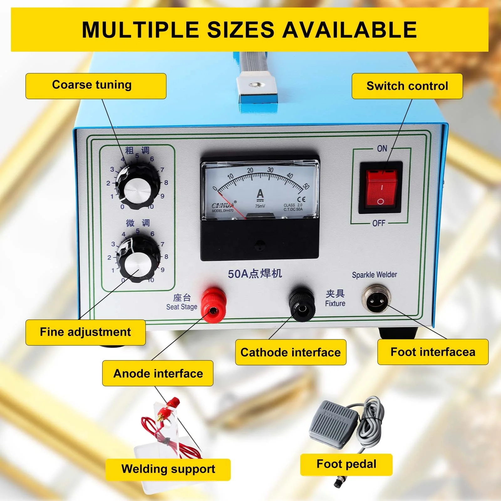 30/50/80/100A Pulse  Argon Spot Welder Portable TIG Jewelry Spot Welding Machine for Gold Silver Platinum Stainless Steel