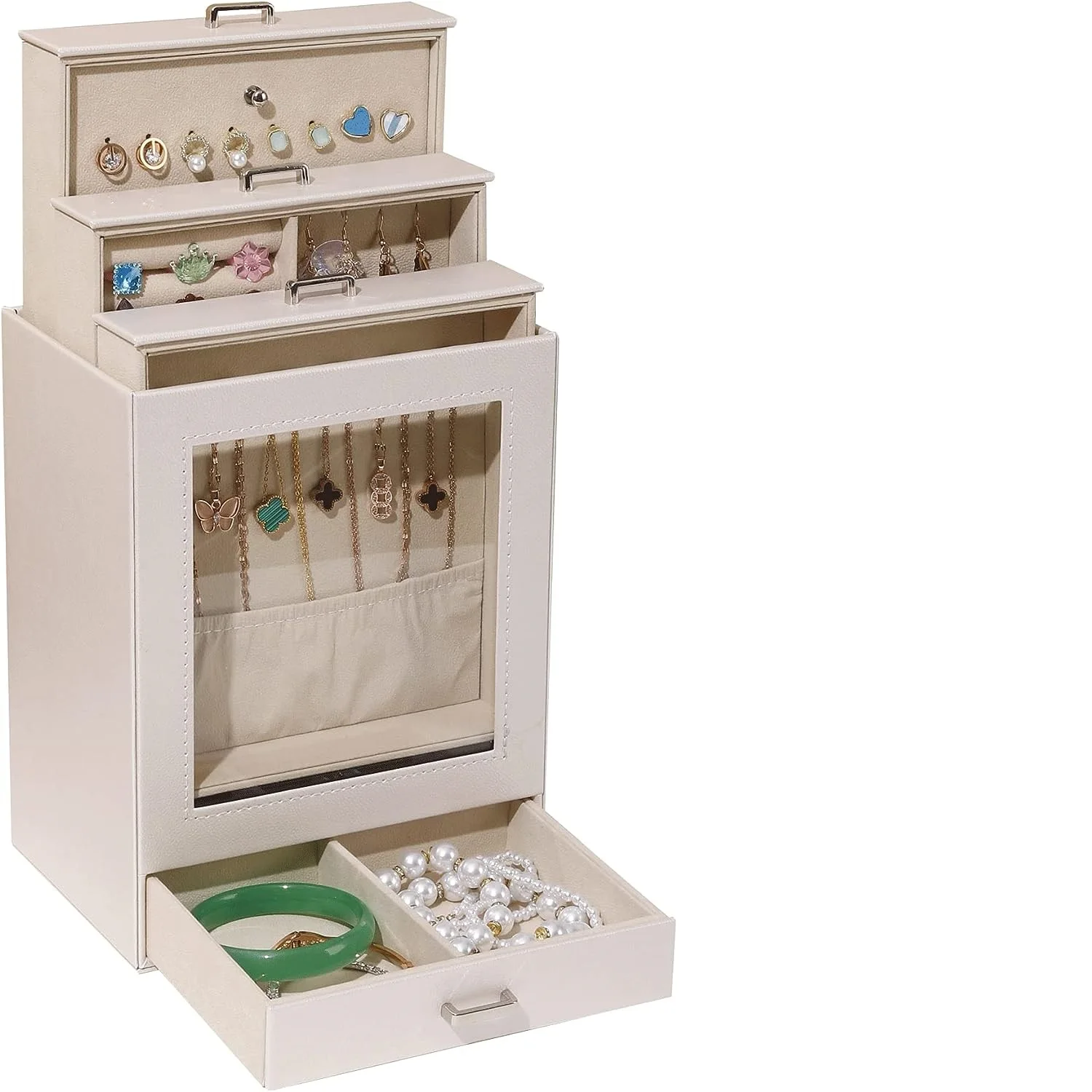 New Product Launch Jewelry Storage Box Exquisite Large Jewelry Box Customized Wholesale Drawer Watch Box PU Leather