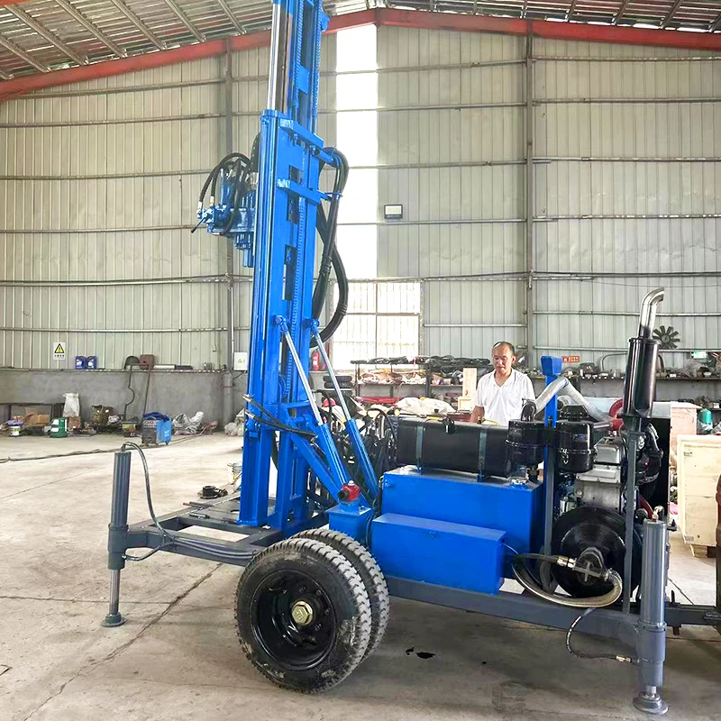 Factory Direct Sale Wheeled 300M Hydraulic Powerful Dual-Purpose Water and Gas Drilling Rig