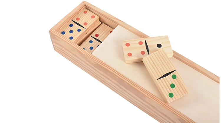 Dominos Set Game 28 Pieces Double Six Domino in Durable Wood Box for Kids Party  Anytime use
