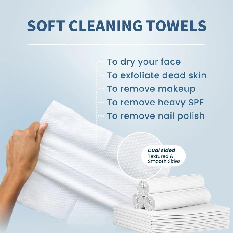 Custom Disposable Soft Extra Thick Cotton Tissue Face Towels for Skin Cleansing and Cleaning Purposes
