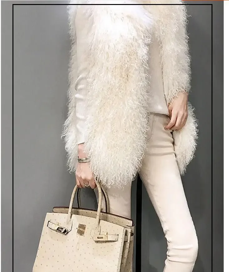 Factory Wholesale New Winter Faux Mongolian Wool And Fur Vest Women Medium Long Fashion Lamb Fur Vest