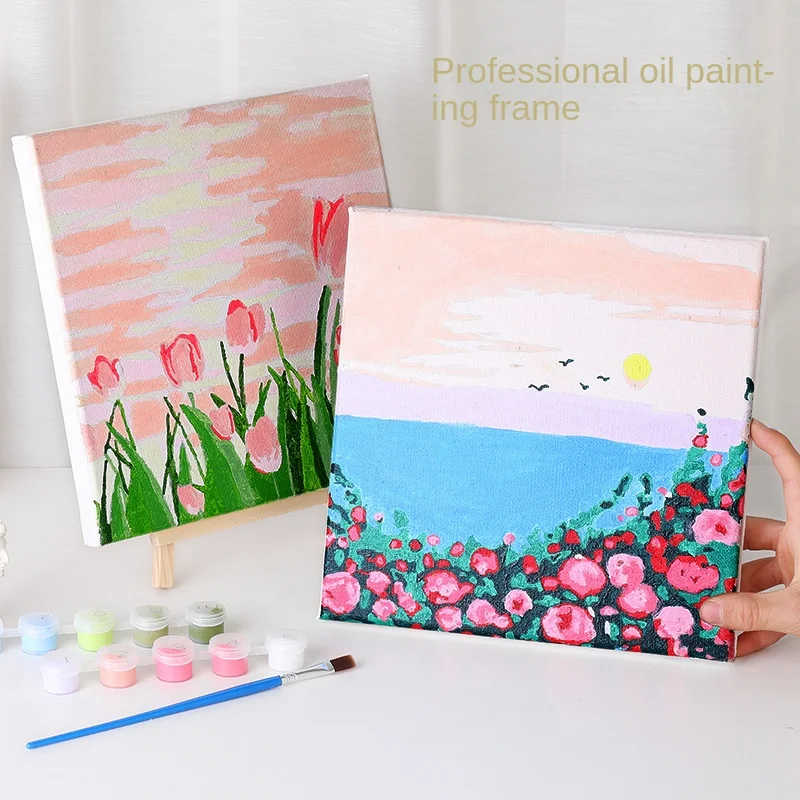 Healing Cartoon Landscape Oil Painting for Children to Color DIY Paint by Numbers Home Decor