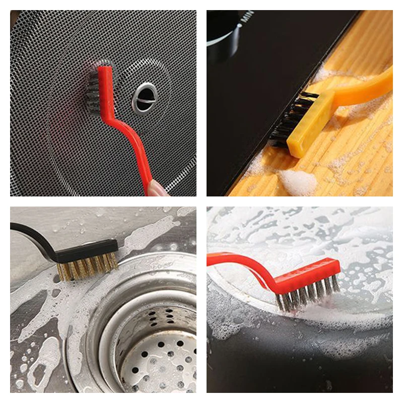 Spot wholesale kitchen gas stove stainless steel cleaning brush household cleaning copper wire brush set nylon wire brush