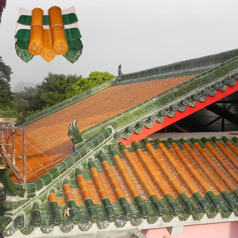 30 Years of Chinese Mosque Temple Project Ceramic Orange Yellow Roof Tile Supplier Glazed Tiles For Sale